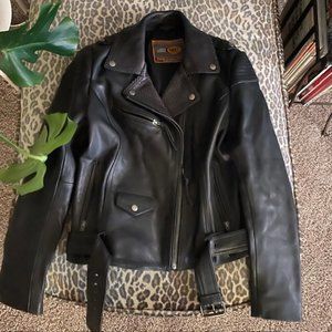 First Classic woman's black leather motorcycle jacket